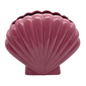 Vintage pink ceramic clam shell vase